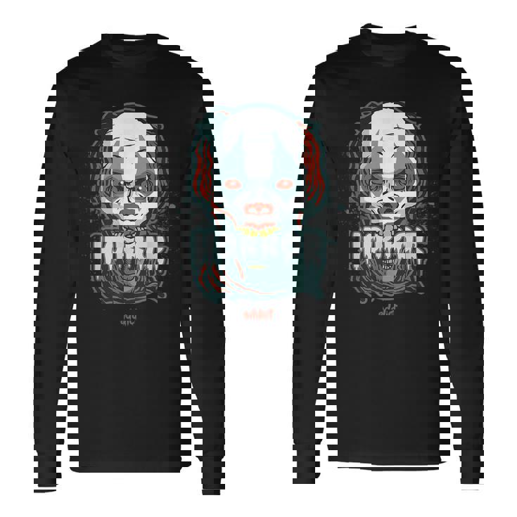 Horror Addict Scary Clown Mask Halloween Party Scary Clown Long Sleeve T-Shirt