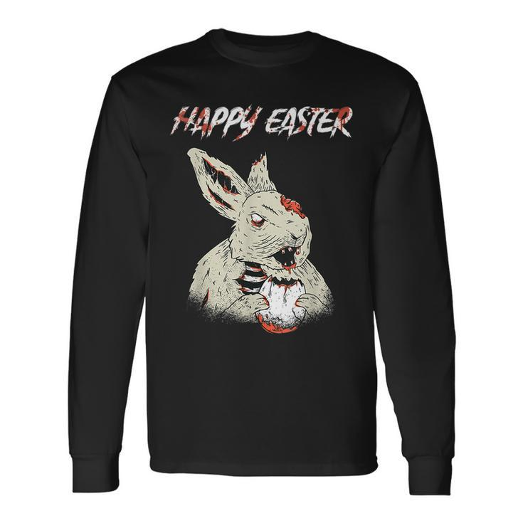 Horror Movie Lover Easter Bunny Bloody Gore Zombie Egg Easter Long Sleeve T-Shirt