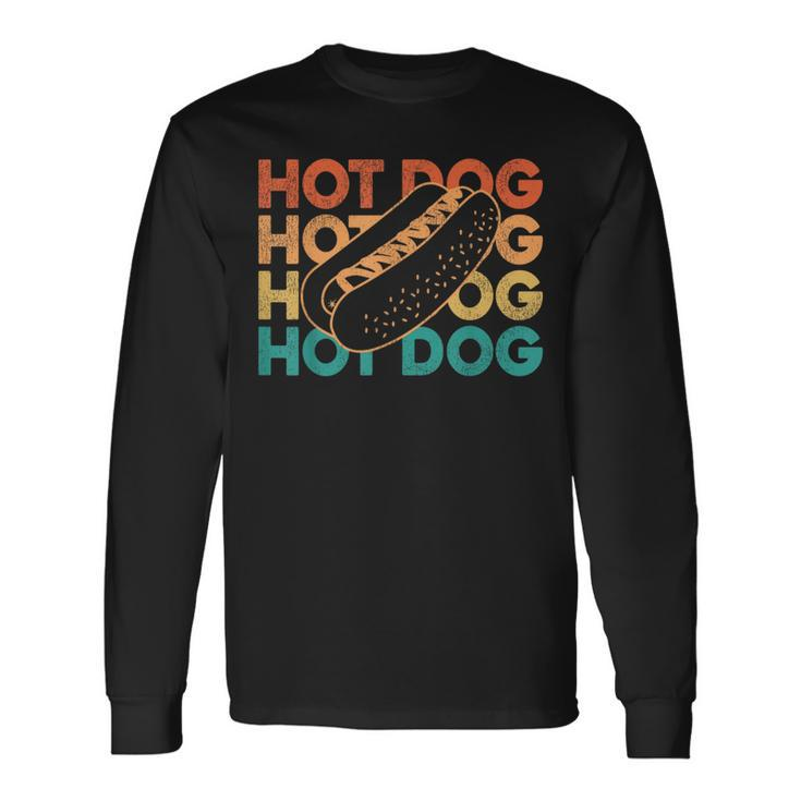 Hot Dog Adult Retro Vintage Hot Dog Long Sleeve T-Shirt