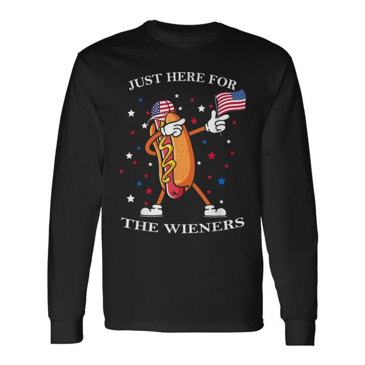 Hot Dog Im Just Here For The Wieners Fourth Of July Long Sleeve T-Shirt T-Shirt