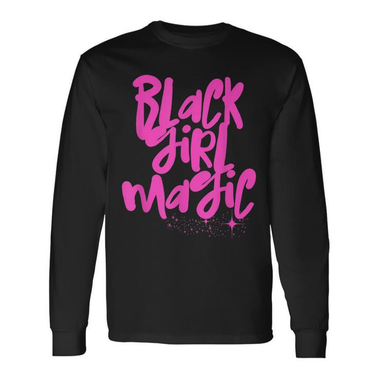 Hot Pink Black Girl Magic Stars Melanin Black Queen Woman Long Sleeve T-Shirt T-Shirt