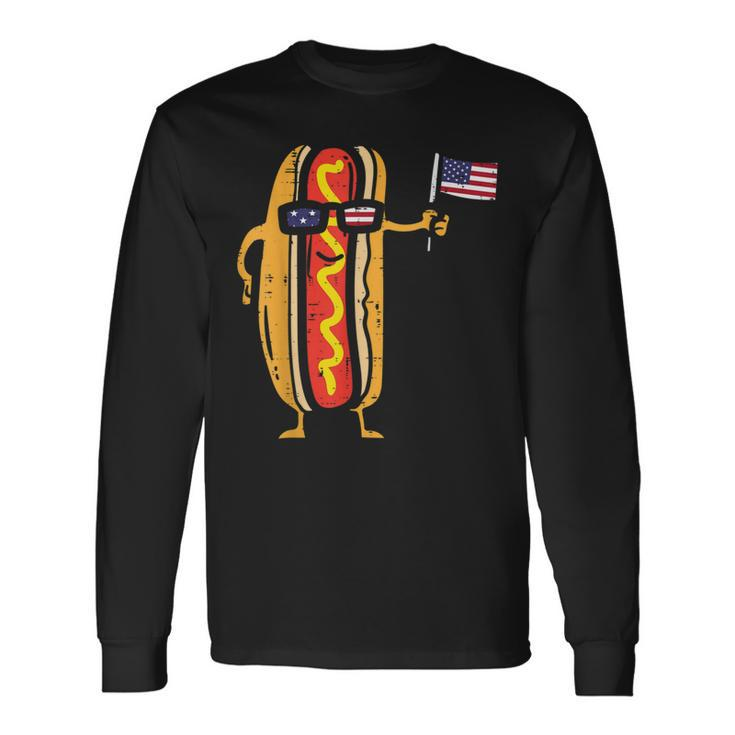 Hotdog Sunglasses American Flag Usa 4Th Of July Fourth Long Sleeve T-Shirt