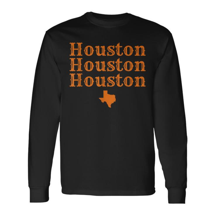 Houston Map Retro Vintage Houston Texas Pride State Usa Long Sleeve T-Shirt T-Shirt