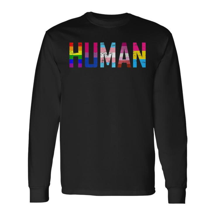 Human Lgbt Flag Gay Bi Trans Lesbian Pansexual Pride Long Sleeve T-Shirt T-Shirt