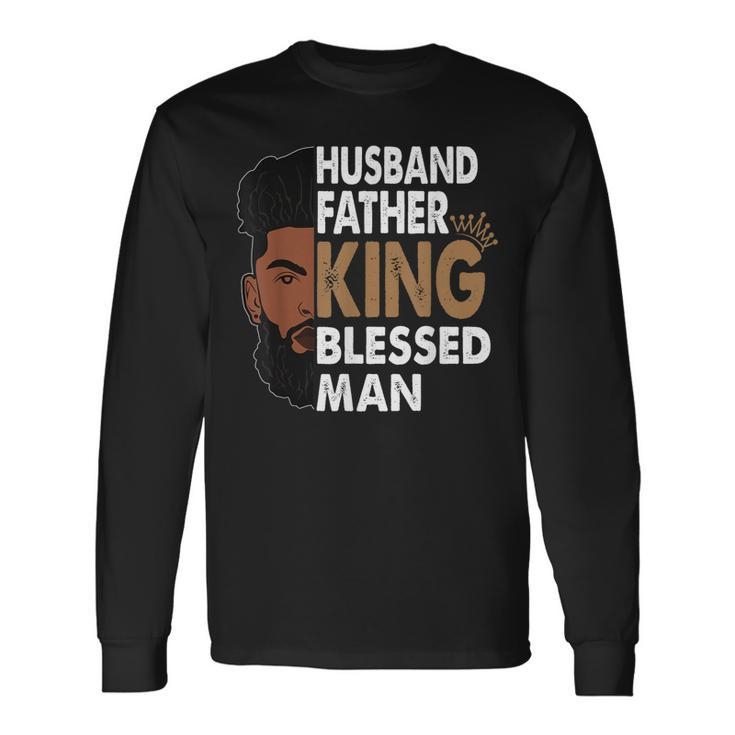 Husband Father King Blessed Man Afro Long Sleeve T-Shirt T-Shirt