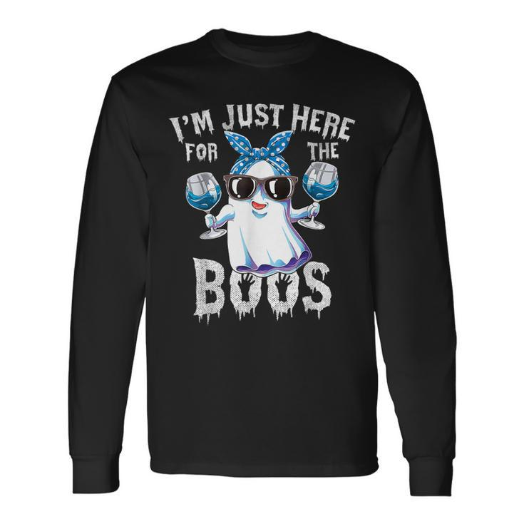 I'm Just Here For The Boos Cute Ghost Halloween Long Sleeve T-Shirt