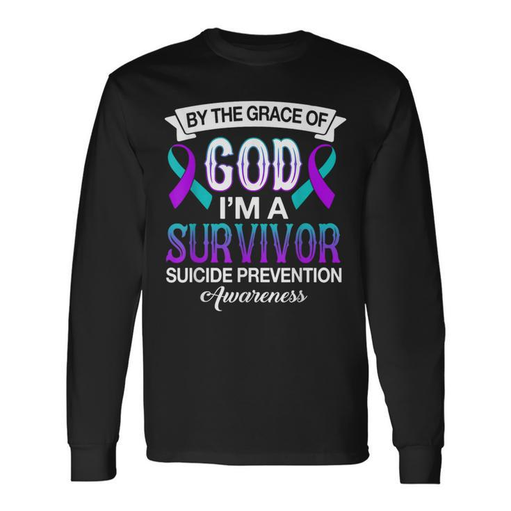 I’M A Survivor Suicide Prevention Teal & Purple Ribbon Long Sleeve