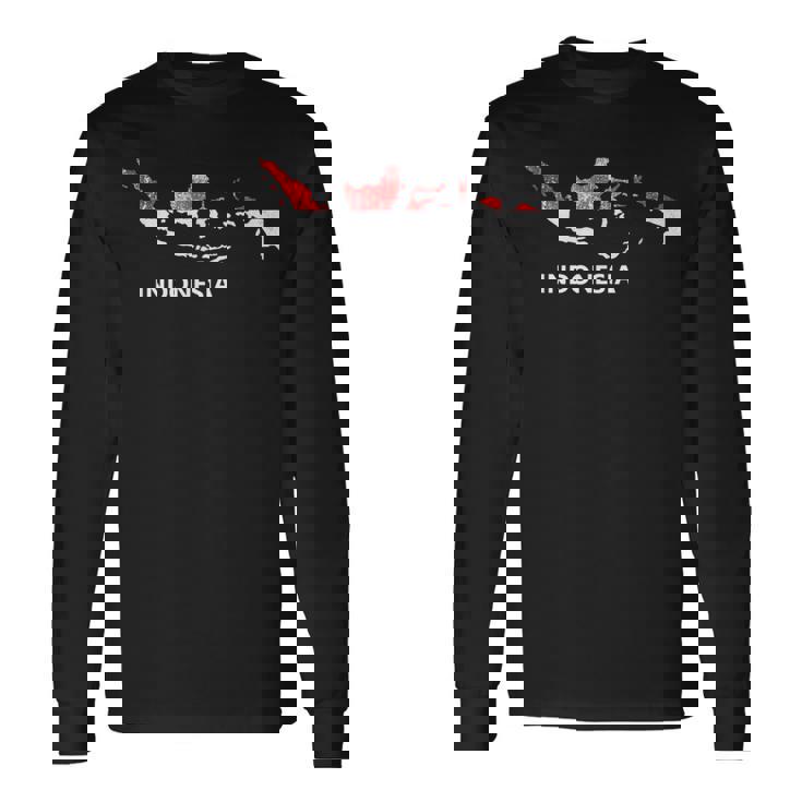 Indonesia Flag Pride Distressed Indonesian Long Sleeve T-Shirt