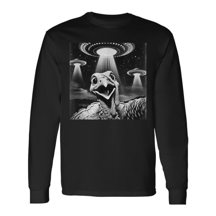 Invasion Thanksgiving Meme Alien Turkey Ufo Selfie Long Sleeve T-Shirt