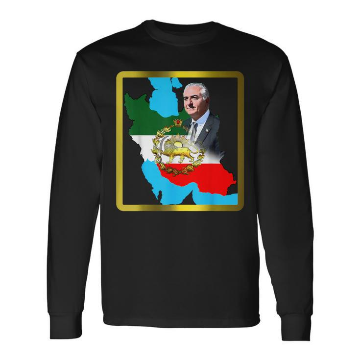 Iran's Flag With A Golden Lion And Sun With King Pahlavi Long Sleeve