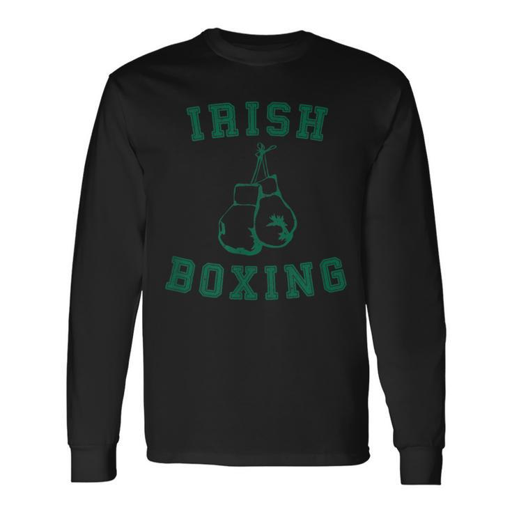 Irish Boxing Green Vintage Distressed Style Long Sleeve T-Shirt