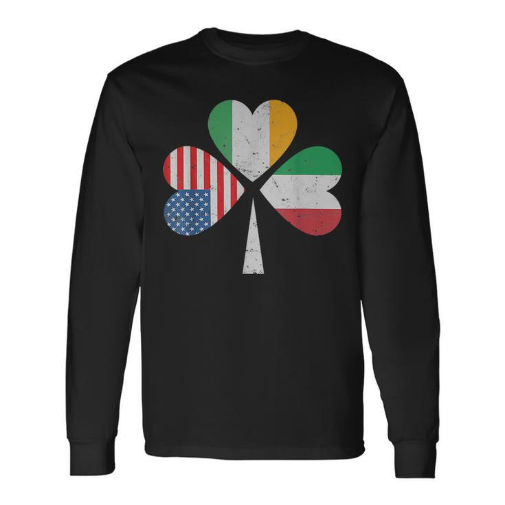 Irish Italian American Flag Ireland Italy Usa Patricks Day Long Sleeve T-Shirt