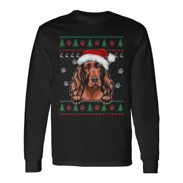Irish Setter Christmas Ugly Sweater Dog Lover Long Sleeve T-Shirt