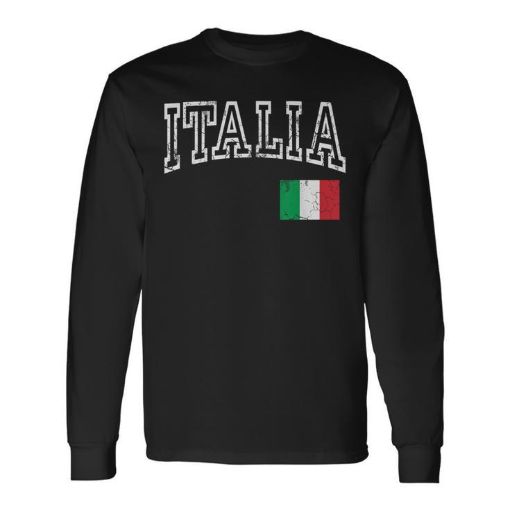 Italia Italian Flag Italy Distressed Long Sleeve T-Shirt