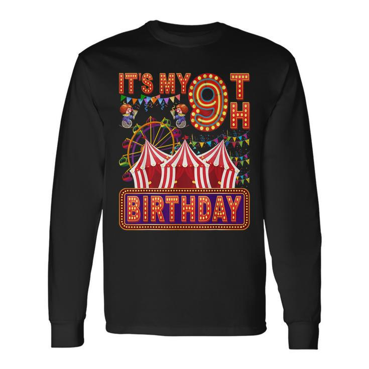 It's My 9Th Birthday Circus Carnival Birthday Party Decor Long Sleeve T-Shirt