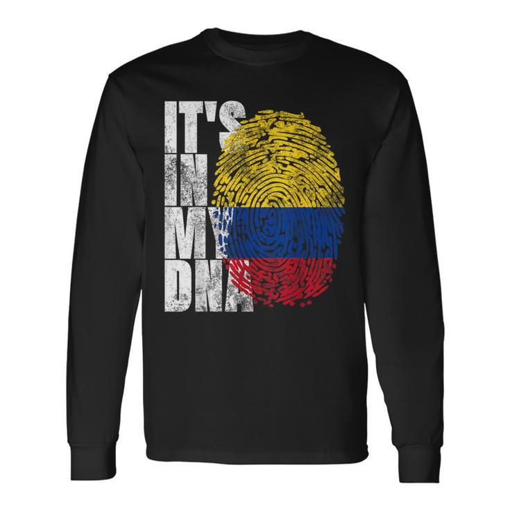 It's In My Dna Colombian Proud Hispanic Colombia Flag Long Sleeve T-Shirt