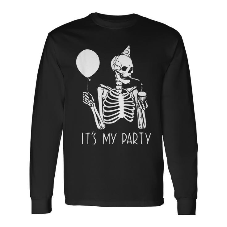 Its My Party Lazy Halloween Costume Skeleton Skull Birthday Long Sleeve