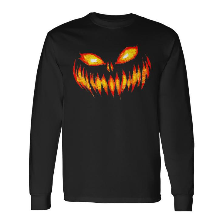 Jack O Lantern Scary Carved Pumpkin Face Halloween Costume Long Sleeve T-Shirt