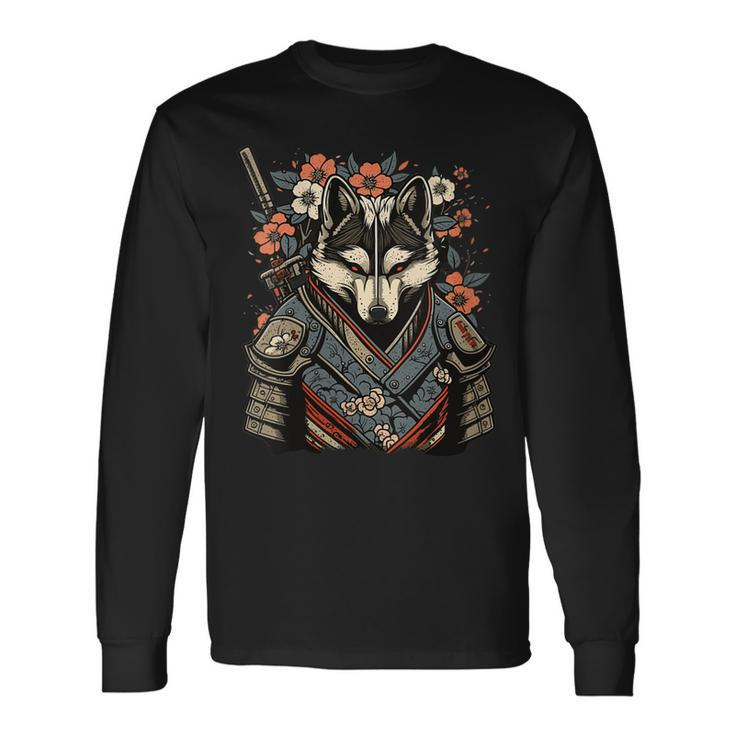 Japanese Samurai Wolf Tattoo Vintage Kawaii Ninja Long Sleeve T-Shirt T-Shirt Gifts ideas