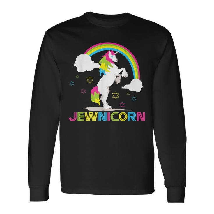 Jewnicorn Jewish Unicorn Hanukkah Ugly Christmas Sweater Long Sleeve T-Shirt