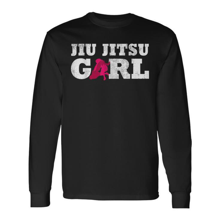 Jiu Jitsu Girl Player Silhouette Sport Long Sleeve T-Shirt