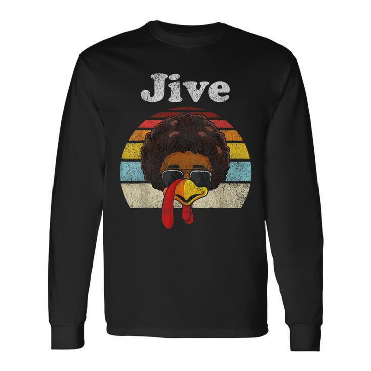 Jive Thanksgiving Turkey Day Face Vintage Retro Style Long Sleeve T-Shirt