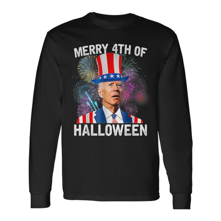 Joe Biden 4Th Of July Merry 4Th Of Halloween Long Sleeve T-Shirt