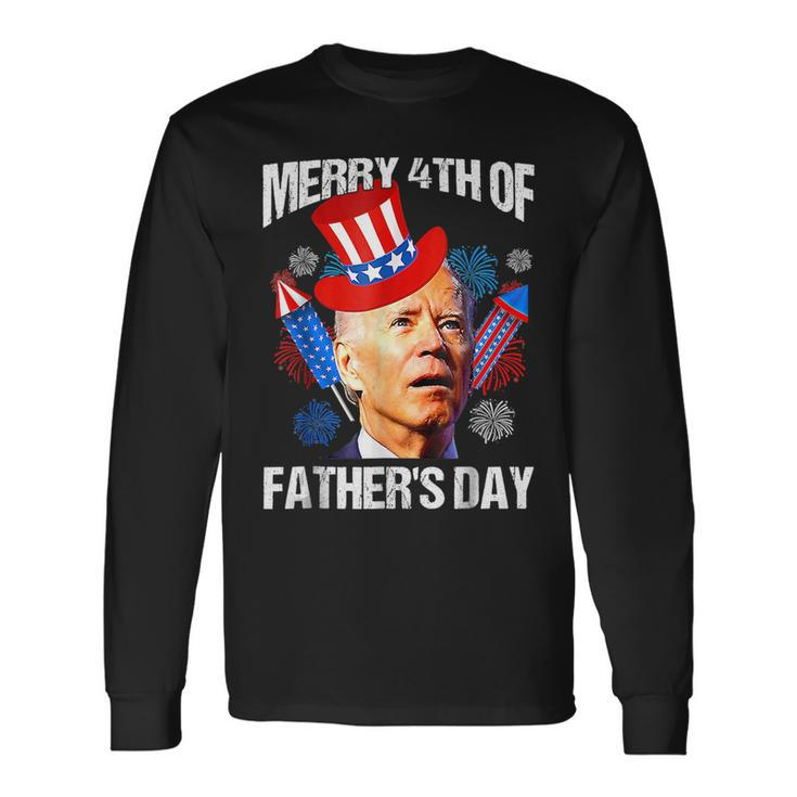 Joe Biden Confused Merry 4Th Of Fathers Day Fourth Of July Long Sleeve T-Shirt