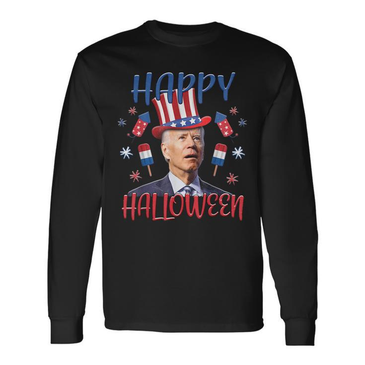 Joe Biden Happy Halloween Confused 4Th Of July 2023 Long Sleeve T-Shirt T-Shirt