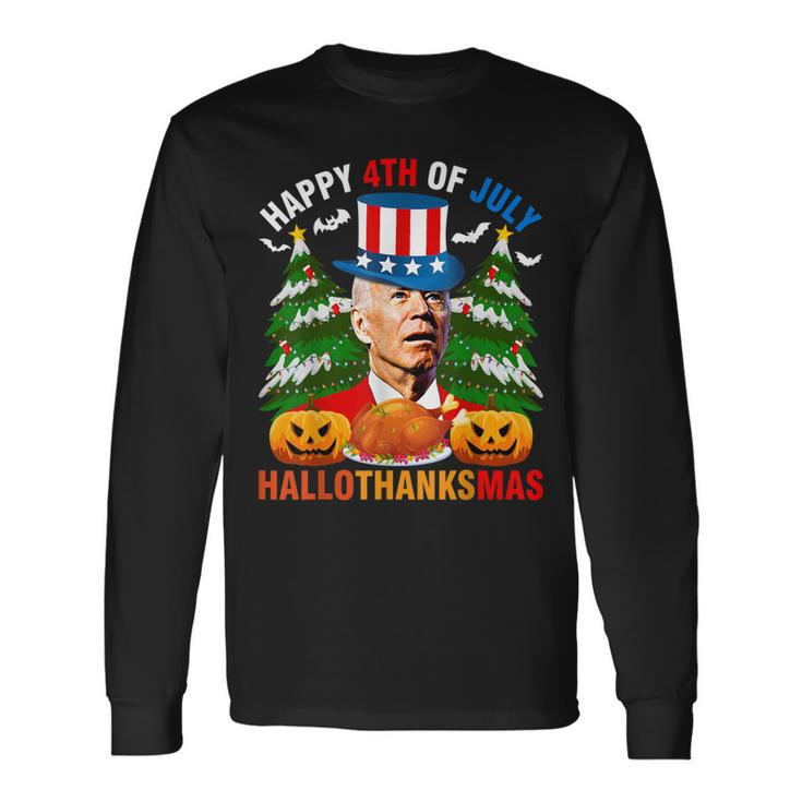 Joe Biden Happy Holidays Confused For 4Th Of July Long Sleeve T-Shirt
