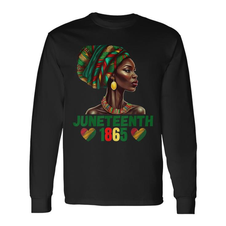 Junenth Black Afro American Woman 1865 Pride African Long Sleeve T-Shirt