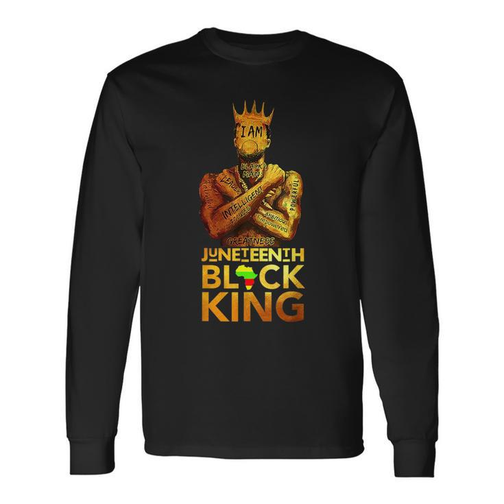 Junenth Black King Melanin Dad Fathers Day Black Afro Long Sleeve T-Shirt T-Shirt
