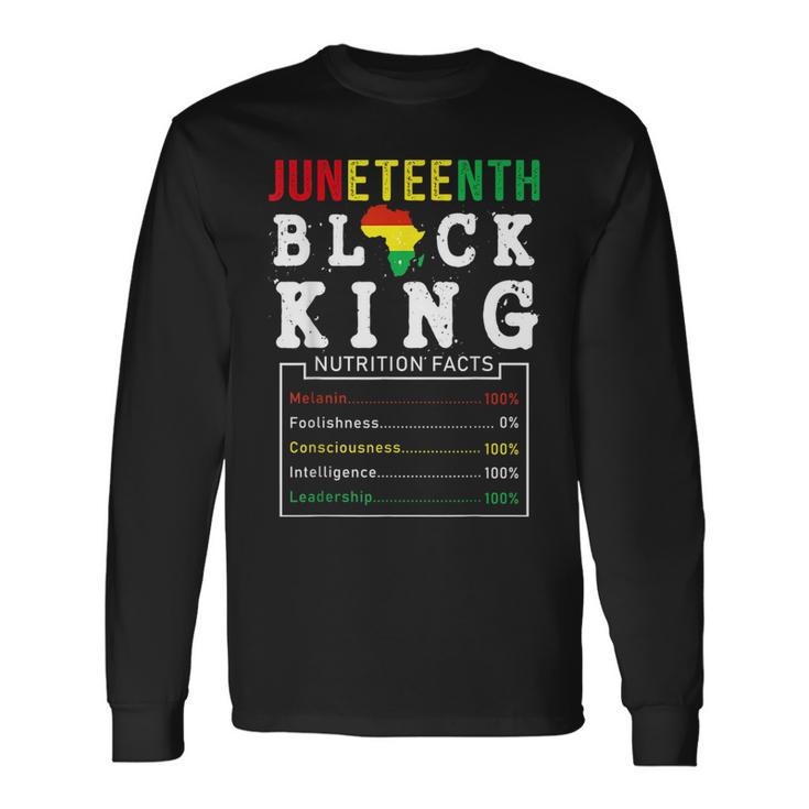 Junenth Black King Nutrition Facts Fathers Day Melanin Long Sleeve T-Shirt T-Shirt