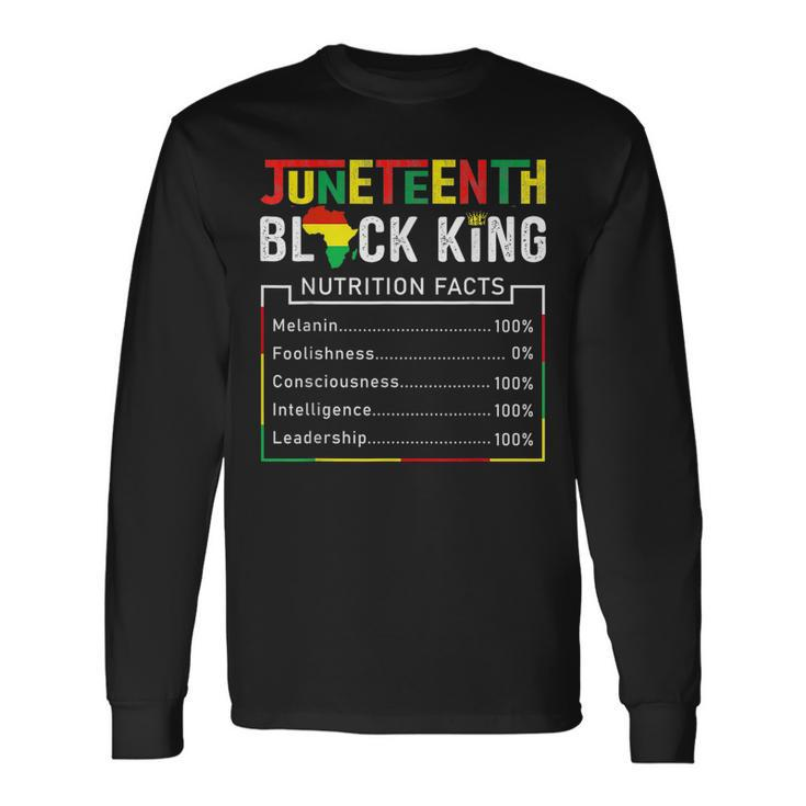 Junenth Black King Nutritional Facts Melanin Men Fat Long Sleeve T-Shirt