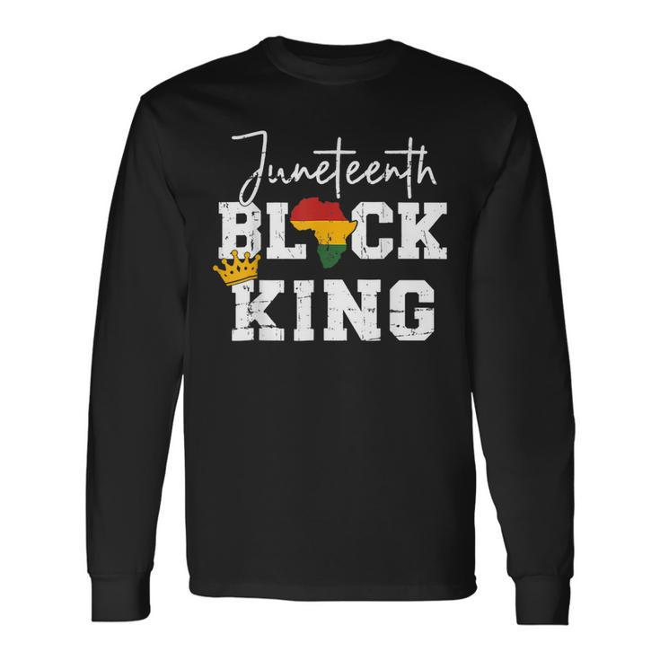 Junenth Black King With Pan African Map Flag Boys Long Sleeve T-Shirt T-Shirt