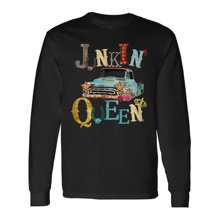 Junking Queen Thrift Queen Americana Truck Funky Junk Long Sleeve T-Shirt
