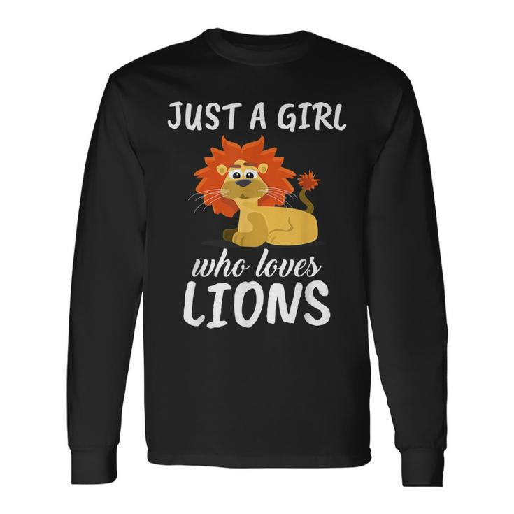 Just A Girl Who Loves Lions Clothes Outfit Lion Long Sleeve T-Shirt T-Shirt