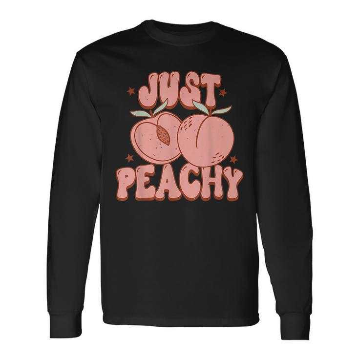 Just Peachy Retro 70S Georgia Peaches Summer Fruit Long Sleeve T-Shirt T-Shirt