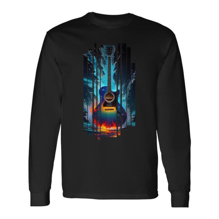 Just Shred Guitar Music Ocean Graphic Long Sleeve