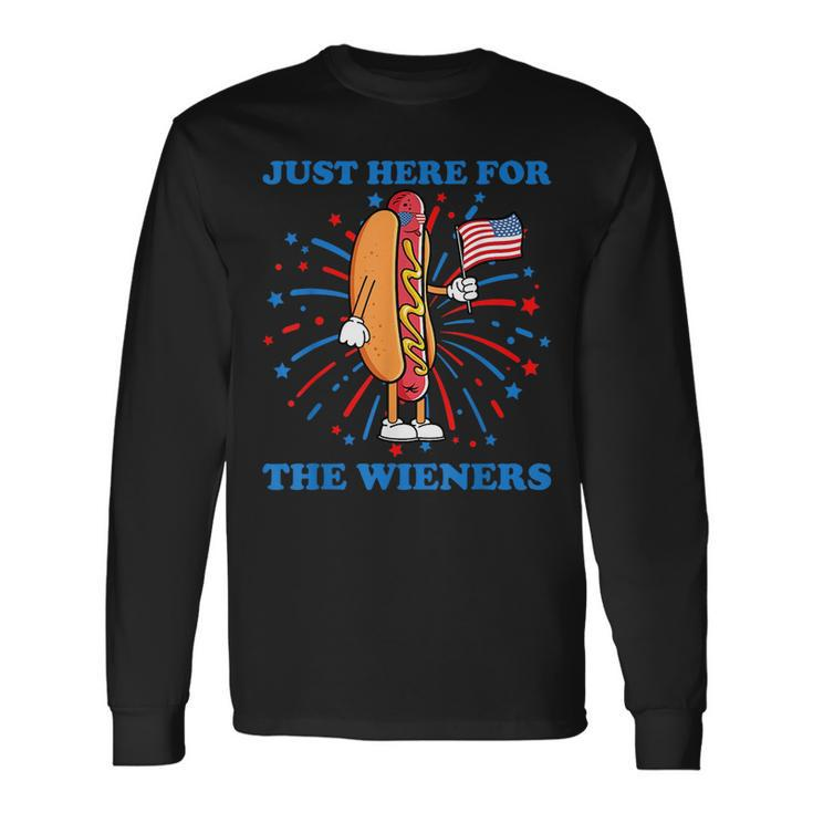 Im Just Here For The Wieners Fourth Of July Hot Dog Long Sleeve T-Shirt