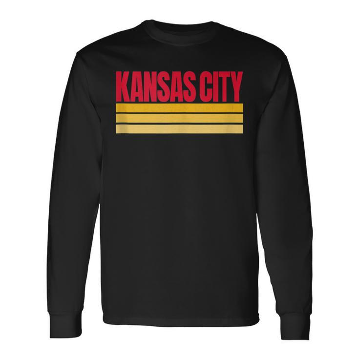 Kansas City Red Yellow Retro Striped Hometown Kansas City Kc Long Sleeve Gifts ideas