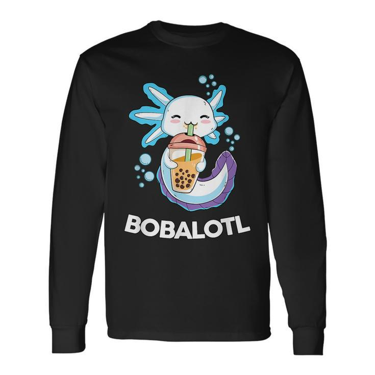 Kawaii Boba Axolotl Bubble Tea Anime N Girls Long Sleeve T-Shirt T-Shirt