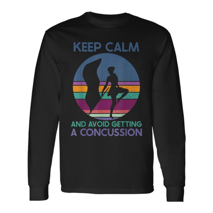 Keep Calm And Avoid Getting A Concussion Retro Color Guard Long Sleeve T-Shirt Gifts ideas