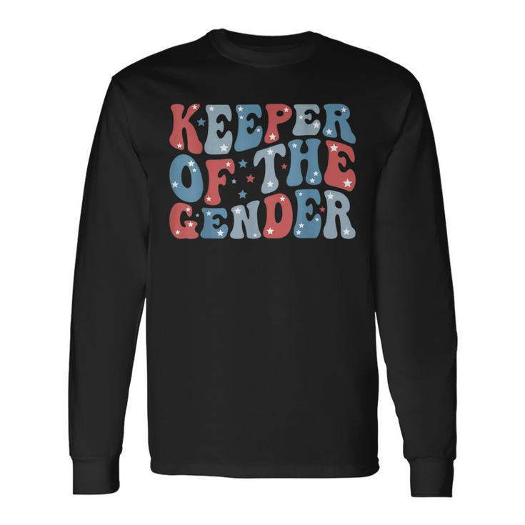 Keeper Of The Gender 4Th Of July Gender Reveal Theme Party Long Sleeve T-Shirt
