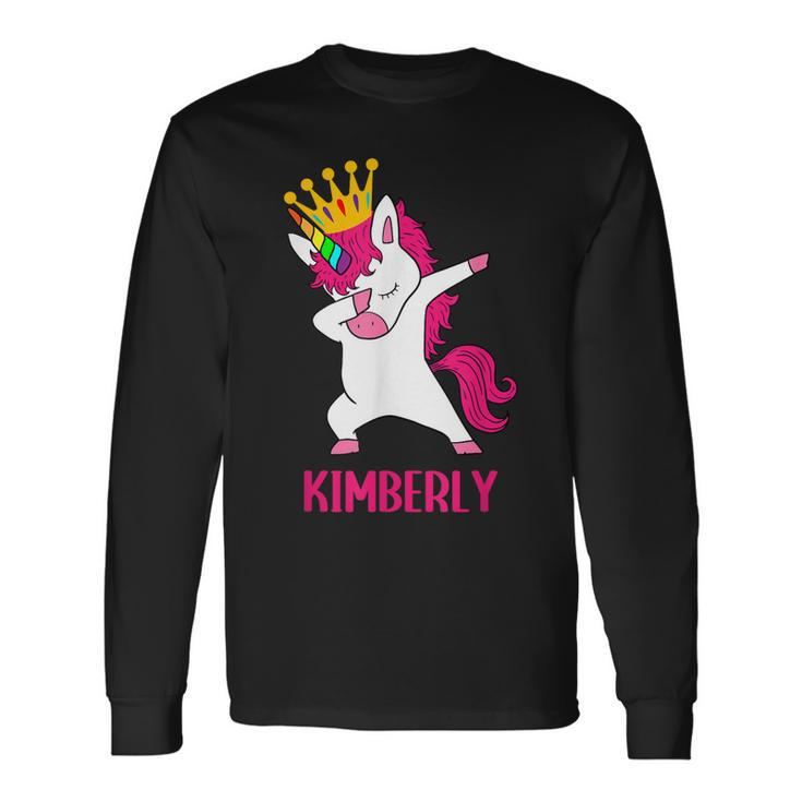 Kimberly Personalized Dabbing Unicorn Queen Long Sleeve T-Shirt T-Shirt