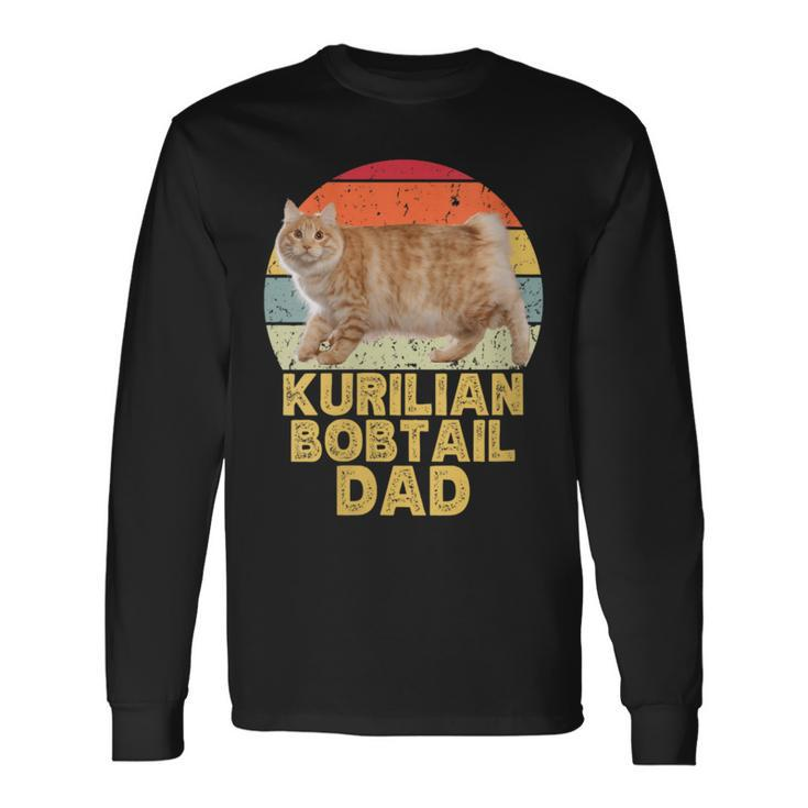 Kurilian Bobtail Cat Dad Retro Vintage For Cat Lovers Long Sleeve T-Shirt