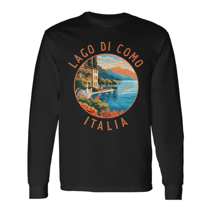 Lago Di Como Italia Distressed Circle Vintage Long Sleeve T-Shirt
