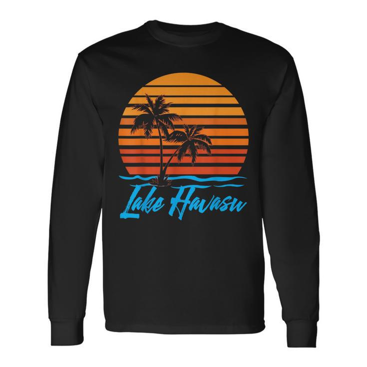 Lake Havasu Sunset Palm Trees Beach Vacation Tourist Vacation Long Sleeve T-Shirt T-Shirt