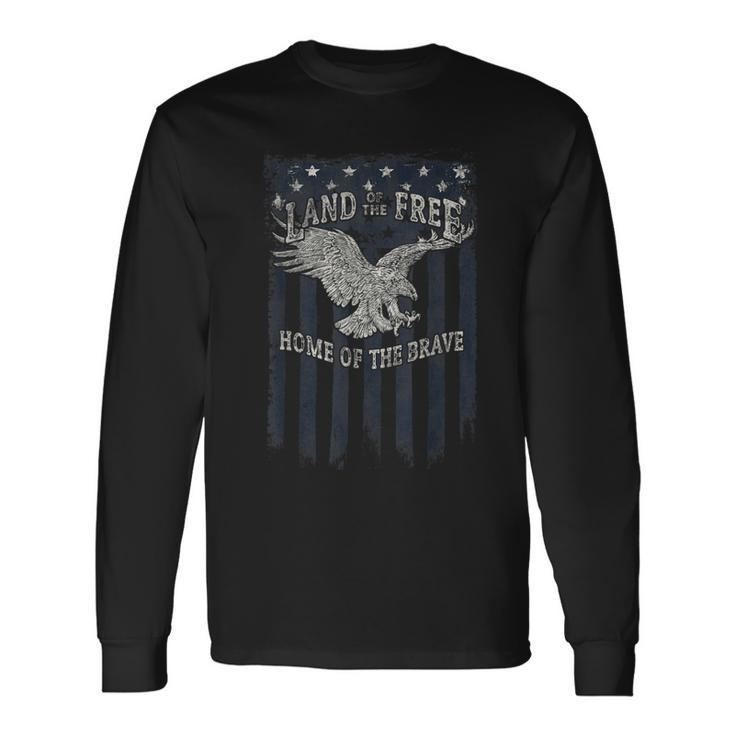 Land Of The Free Home Of The Brave Eagle Vertical Flag Long Sleeve T-Shirt Gifts ideas