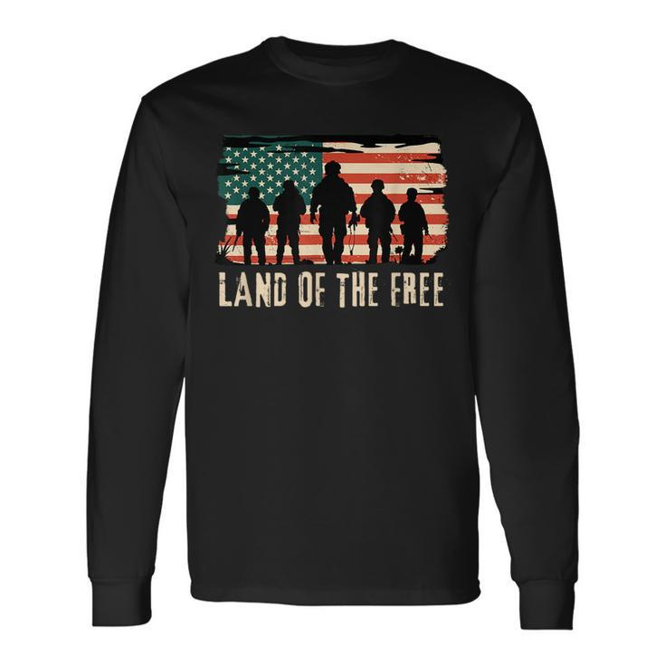 Land Of The Free Patriotic American Flag Usa 4Th Of July Long Sleeve T-Shirt T-Shirt